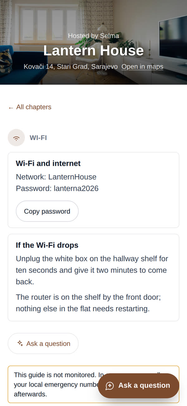 The Wi-Fi chapter of the sample guide, one paragraph on a white page